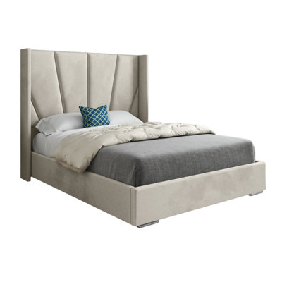  - Cocoon Wide Curved Winged Upholstered Soft Velvet Designer Bed Frame