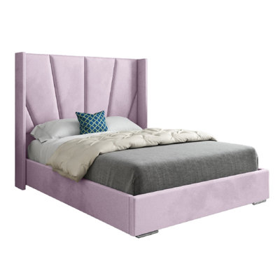  - Cocoon Wide Curved Winged Upholstered Soft Velvet Designer Bed Frame