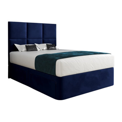  - Dime Upholserted Floorstanding Headboard With Divan Designer Bed Frame