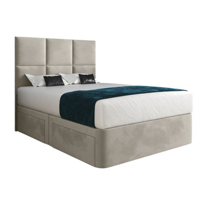  - Dime Upholserted Floorstanding Headboard With Divan Designer Bed Frame