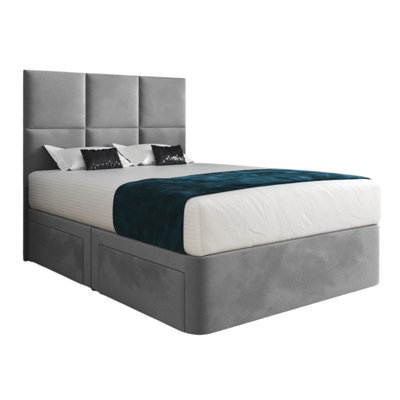  - Dime Upholserted Floorstanding Headboard With Divan Designer Bed Frame