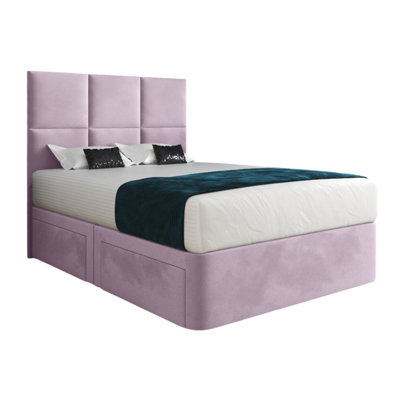  - Dime Upholserted Floorstanding Headboard With Divan Designer Bed Frame