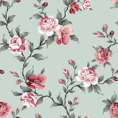 Bobbi Beck Eco Friendly Green Peony Wallpaper from B&Q
