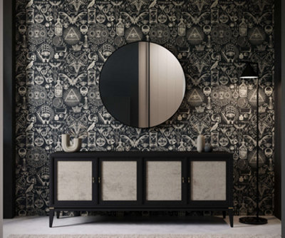 B&Q -  Eco-Friendly Black Gothic Occult Wallpaper