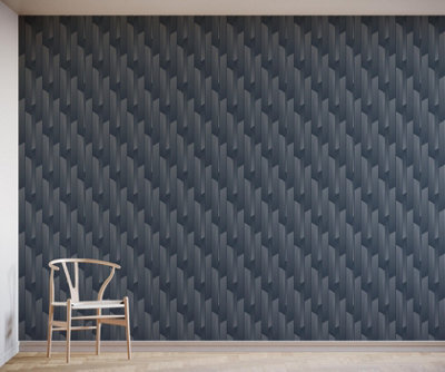 B&Q -  Eco Friendly Blue Abstract Vertical Line Wallpaper