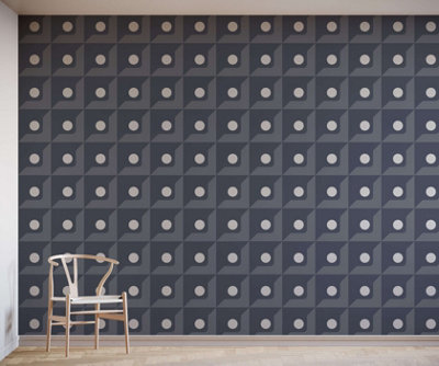 B&Q -  Eco Friendly Blue Large 3D Abstract Geometric Wallpaper