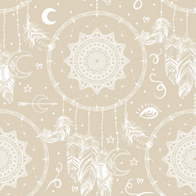 B&Q -  Eco Friendly Beige Dreamcatcher Wallpaper