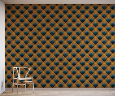 B&Q -  Eco Friendly Multicolour Painted Flower Motif Wallpaper