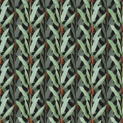 B&Q -  Eco Friendly Black Maximalist Tropical Wallpaper