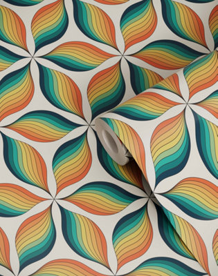 B&Q -  Eco Friendly Multicolour Cool Retro Wallpaper