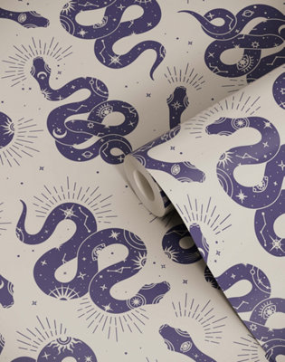 B&Q -  Eco Friendly Beige Occult Snake Wallpaper