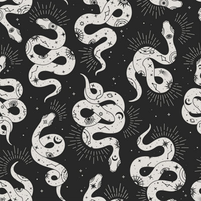 Bobbi Beck Eco Friendly Black Occult Snake Wallpaper from B&Q
