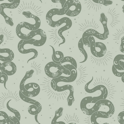 B&Q -  Eco Friendly Green Occult Snake Wallpaper