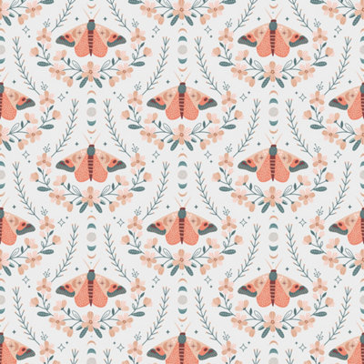 B&Q -  Eco Friendly White Cute Butterfly And Flower Wallpaper