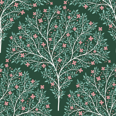 B&Q -  Eco Friendly Green Arch Flower And Leaf Wallpaper