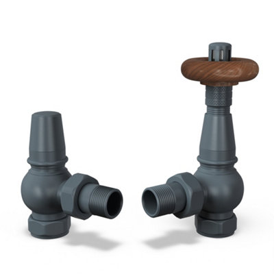 Uk Radiators 1/2Bsp 10mm Angled Anthracite Traditional Thermostatic Radiator Valve & Lockshield Derry Traditional from B&Q