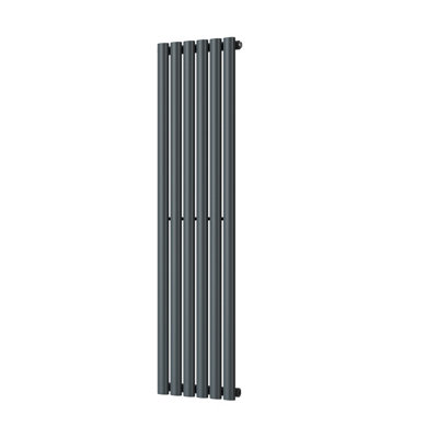 B&Q -  Omeara Anthracite Elliptical Tube Vertical Steel Designer Radiator Btu1904 558W(H) 1400 X (W) 348mm