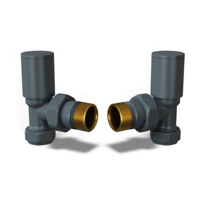 Uk Radiators 1/2Bsp 10mm Angled Anthracite Modern Manual Radiator Valve Pair Round from B&Q