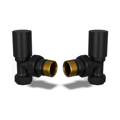 Uk Radiators 1/2Bsp 10mm Angled Black Modern Manual Radiator Valve Pair Round from B&Q