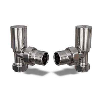 Uk Radiators 1/2Bsp 15mm Angled Chrome Modern Manual Radiator Valve Pair Round from B&Q