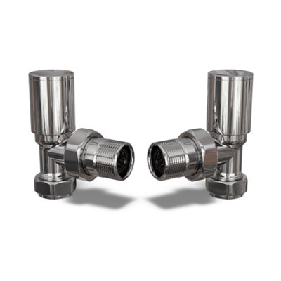 Uk Radiators 1/2Bsp 10mm Angled Chrome Modern Manual Radiator Valve Pair Round from B&Q