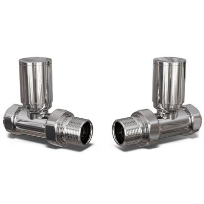 Uk Radiators 1/2Bsp 15mm Straight Chrome Modern Manual Radiator Valve Pair Round from B&Q