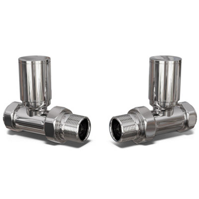 Uk Radiators 1/2Bsp 10mm Straight Chrome Modern Manual Radiator Valve Pair Round from B&Q