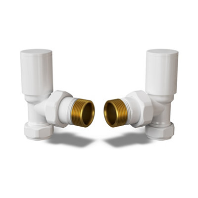 Uk Radiators 1/2Bsp 10mm Angled White Modern Manual Radiator Valve Pair Round from B&Q