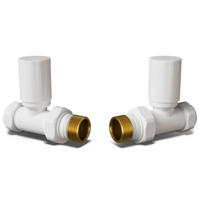 Uk Radiators 1/2Bsp 15mm Straight White Modern Manual Radiator Valve Pair Round from B&Q
