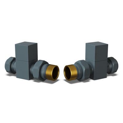 Uk Radiators 1/2Bsp 8mm Straight Anthracite Modern Manual Radiator Valve Pair Square from B&Q