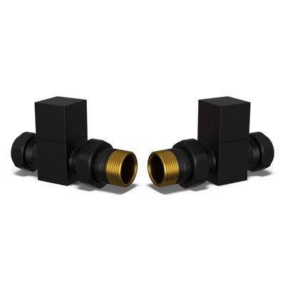 Uk Radiators 1/2Bsp 15mm Straight Black Modern Manual Radiator Valve Pair Square from B&Q