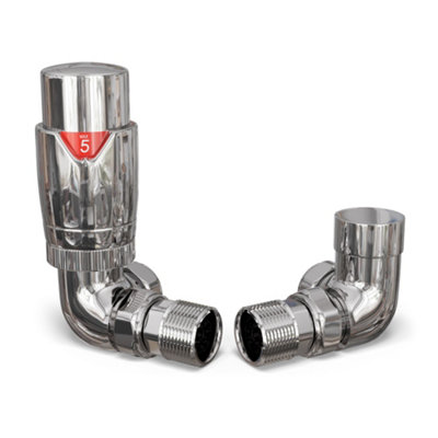 B&Q -  Thermostatic Radiator Valve Set Trv Corner With Lockshield 8mmModern Style Chrome Talus Flair
