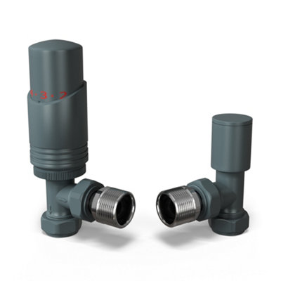 Uk Radiators 1/2Bsp 8mm Angled Anthracite Modern Thermostatic Radiator Valve & Lockshield Talus Bold from B&Q