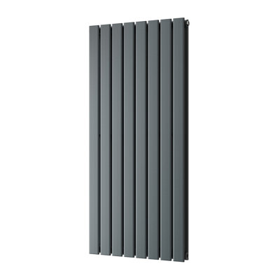 B&Q -  Typhoon Anthracite Flat Tube Vertical Steel Designer Radiator Btu3897 1142W(H) 1200 X (W) 544mm