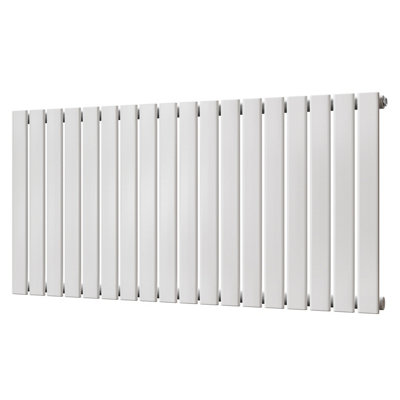 B&Q -  Typhoon White Flat Tube Horizontal Steel Designer Radiator Btu2975 872W(H) 600 X (W) 1224mm