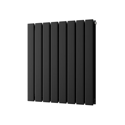 B&Q -  Typhoon Black Flat Tube Horizontal Steel Designer Radiator Btu1962 575W(H) 600 X (W) 544mm