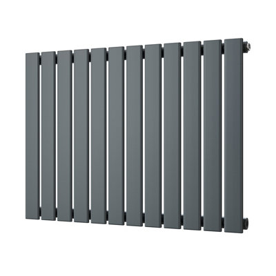 B&Q -  Typhoon Anthracite Flat Tube Horizontal Steel Designer Radiator Btu1986 582W(H) 600 X (W) 816mm