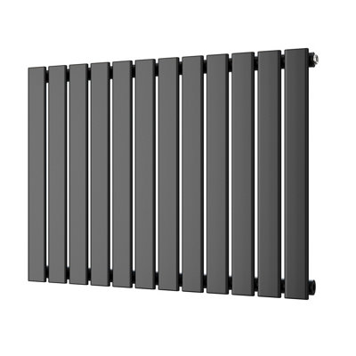 B&Q -  Typhoon Black Flat Tube Horizontal Steel Designer Radiator Btu1986 582W(H) 600 X (W) 816mm