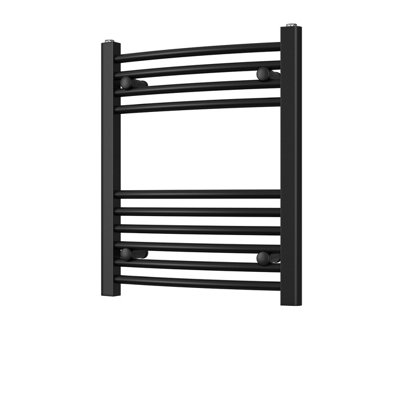 Uk Radiators 761Btu H600mm X W500mm Black Curved Ladder Heated Towel Rail Zennor from B&Q