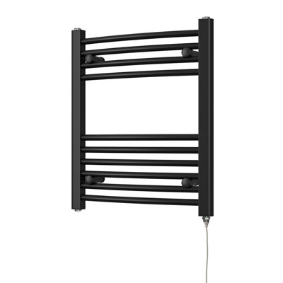 Uk Radiators 200W H600mm X W500mm Black Curved Ladder Standard Electric Heated Towel Rail Zennor from B&Q