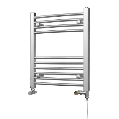 Uk Radiators 532Btu H600mm X W500mm Chrome Curved Ladder Standard Dual Fuel Heated Towel Rail Zennor from B&Q