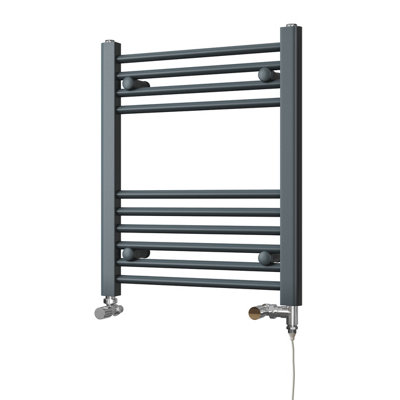 Uk Radiators 761Btu H600mm X W500mm Anthracite Straight Ladder Standard Dual Fuel Heated Towel Rail Zennor from B&Q