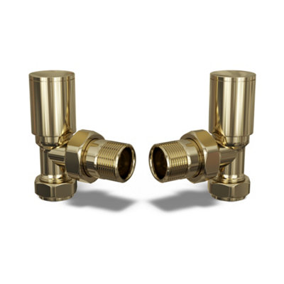 Uk Radiators 1/2Bsp 10mm Angled Polished Brass Modern Manual Radiator Valve Pair Round from B&Q