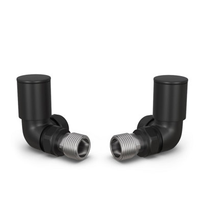 Uk Radiators 1/2Bsp 15mm Corner Black Modern Manual Radiator Valve Pair Round from B&Q