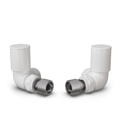 Uk Radiators 1/2Bsp 10mm Corner White Modern Manual Radiator Valve Pair Round from B&Q