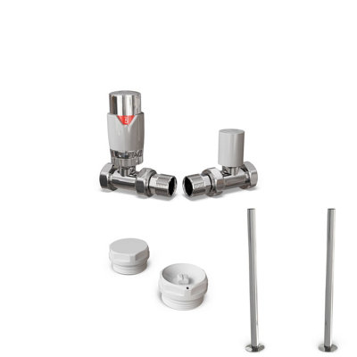 Uk Radiators 1/2Bsp 15mm Straight White Modern Thermostatic Radiator Valve & Lockshield Talus Flair from B&Q