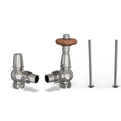 Uk Radiators 1/2Bsp 15mm Angled Chrome Traditional Thermostatic Radiator Valve & Lockshield Derry Traditional from B&Q