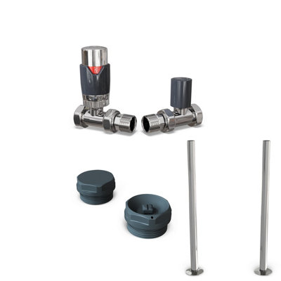 Uk Radiators 1/2Bsp 15mm Straight Anthracite Modern Thermostatic Radiator Valve & Lockshield Talus Flair from B&Q