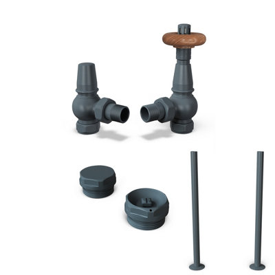 Uk Radiators 1/2Bsp 15mm Angled Anthracite Traditional Thermostatic Radiator Valve & Lockshield Derry Traditional from B&Q
