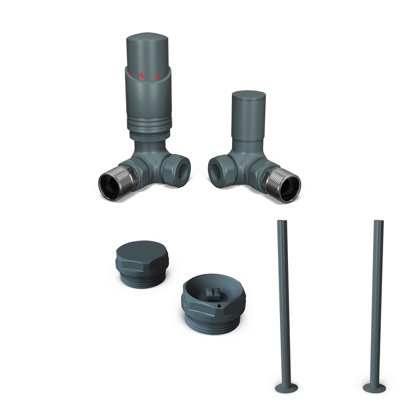 Uk Radiators 1/2Bsp 15mm Corner Anthracite Modern Thermostatic Radiator Valve & Lockshield Talus Bold from B&Q